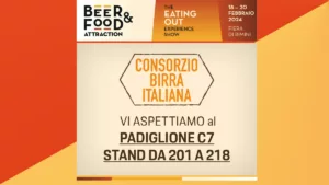 Locandina dell'incontro del Consorzio Birra Italiana al Beer&Food Attraction 2024 a Rimini