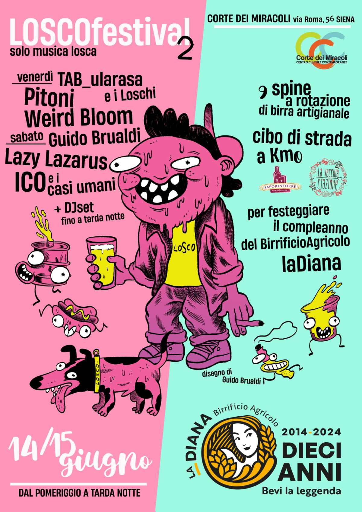 Locandina Dieci Anni del Birrificio Agricolo La Diana - Losco festival 2