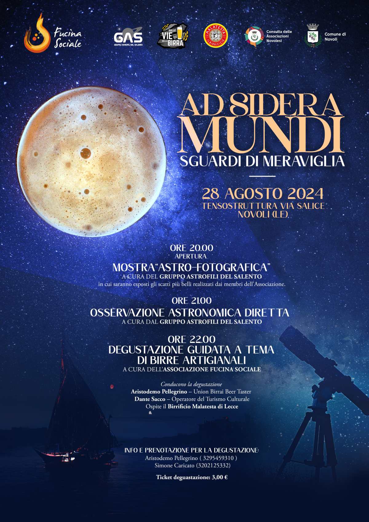 Locandina serata Ad sidera mundi a Novoli LE