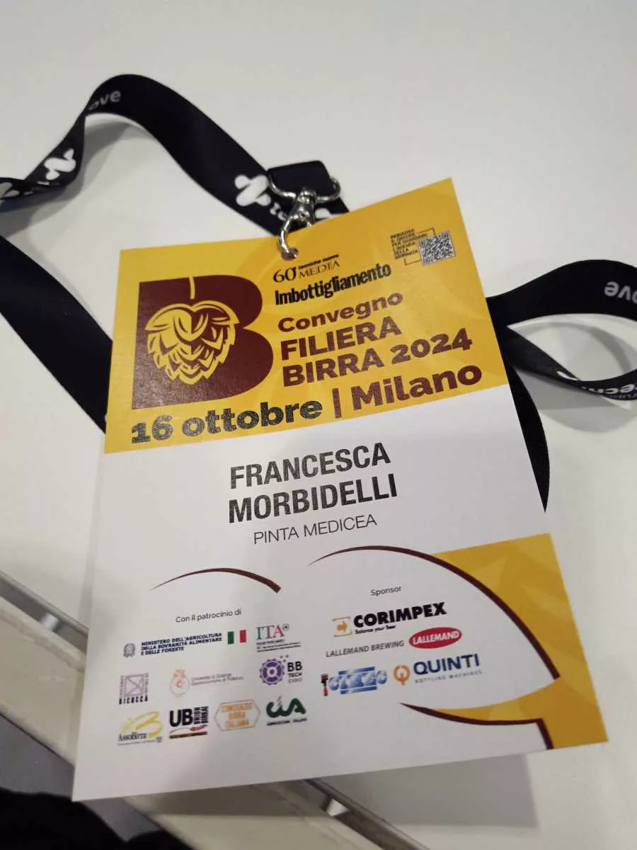 Badge di Francesca morbidelli al Filiera Birra 2024