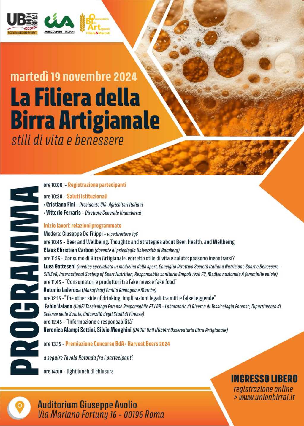 Locandina del convegno: "Birra Artigianale, stili di vita e benessere"