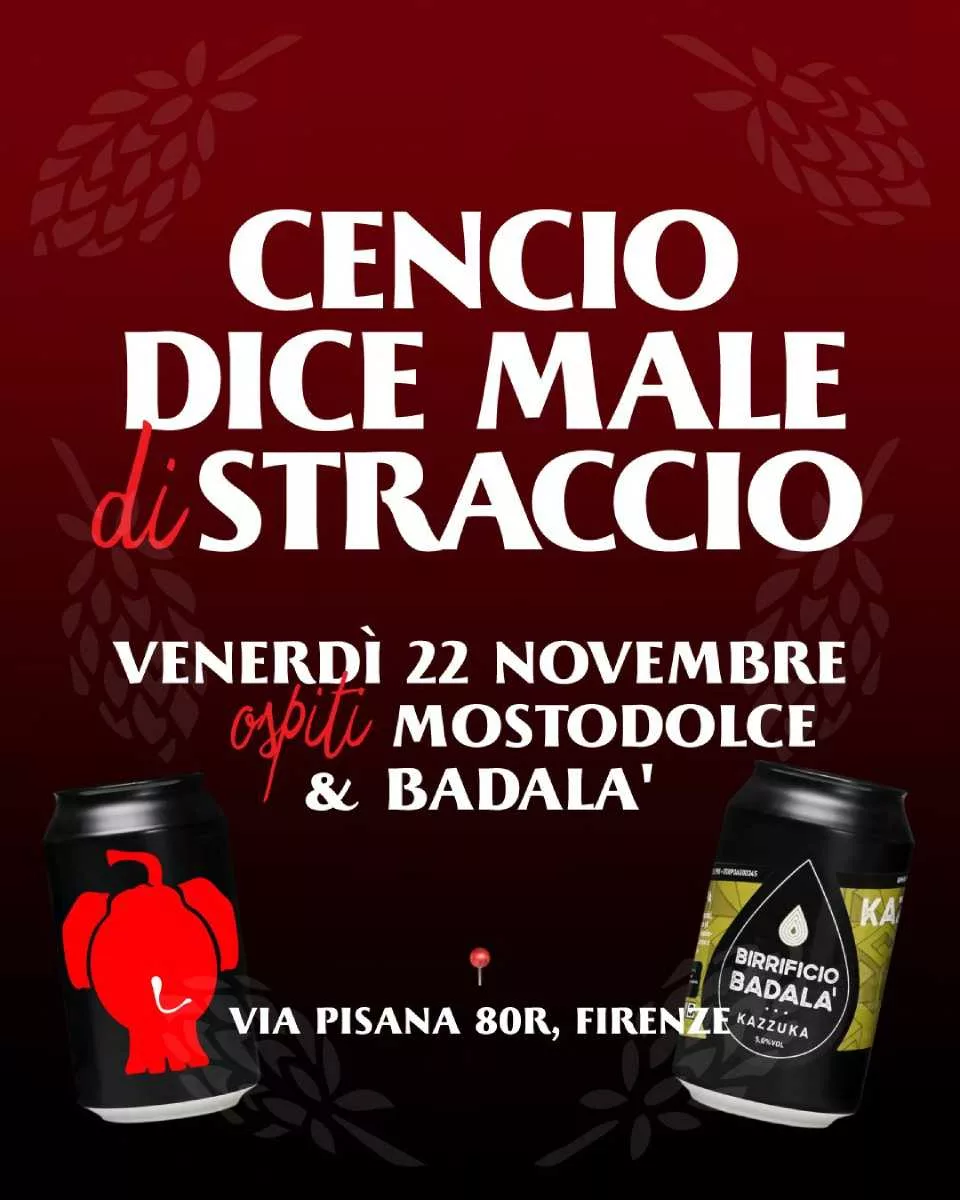 Locandina serata Cencio dice male di straccio a Firenze