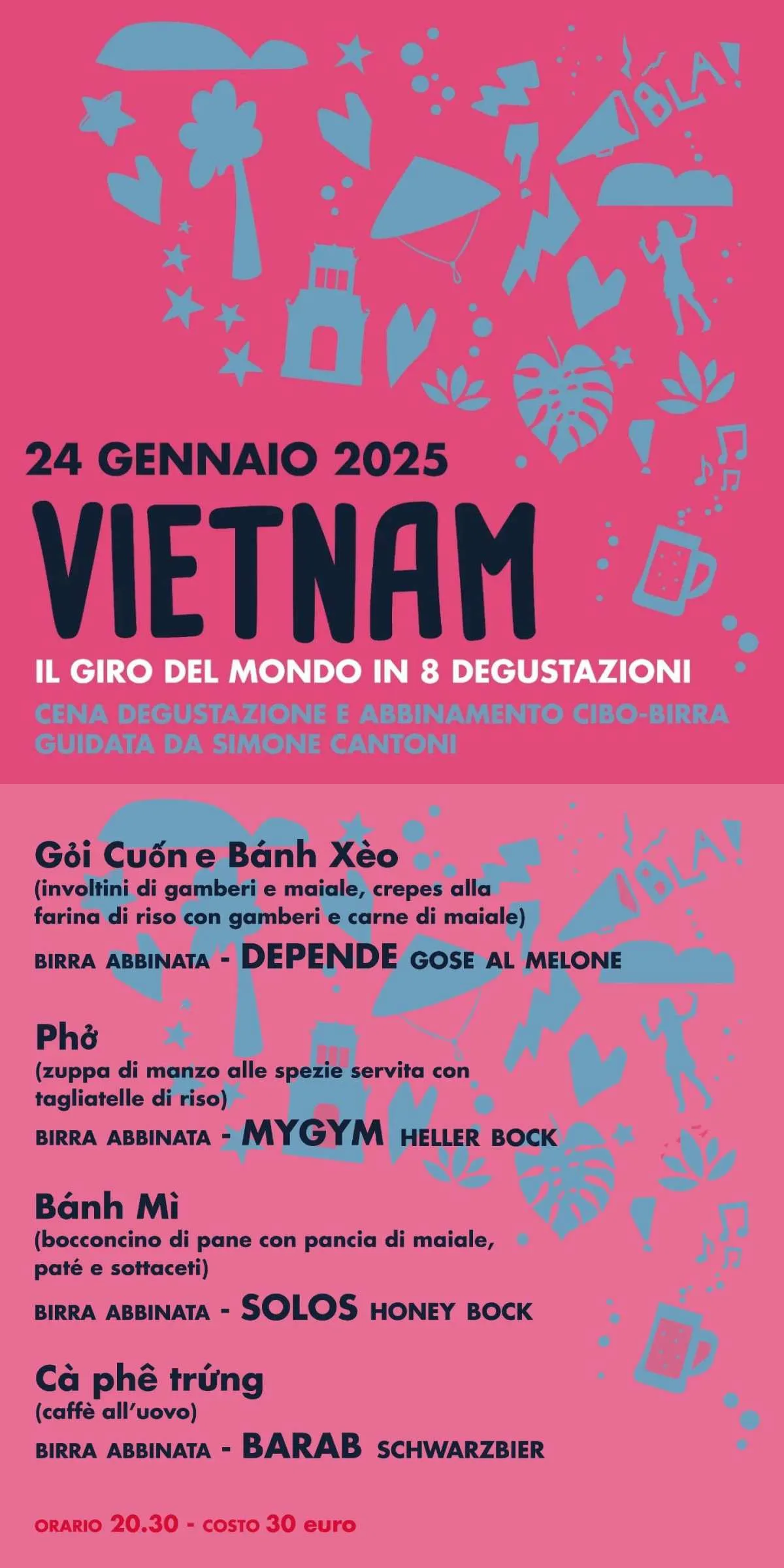 Locandina serata cena Birra e cucina vietnamita al Degged Livorno