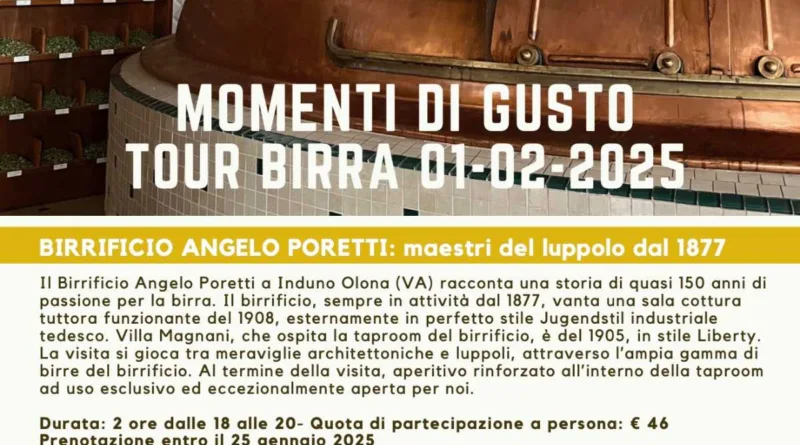 Locandina tour al birrificio Poretti